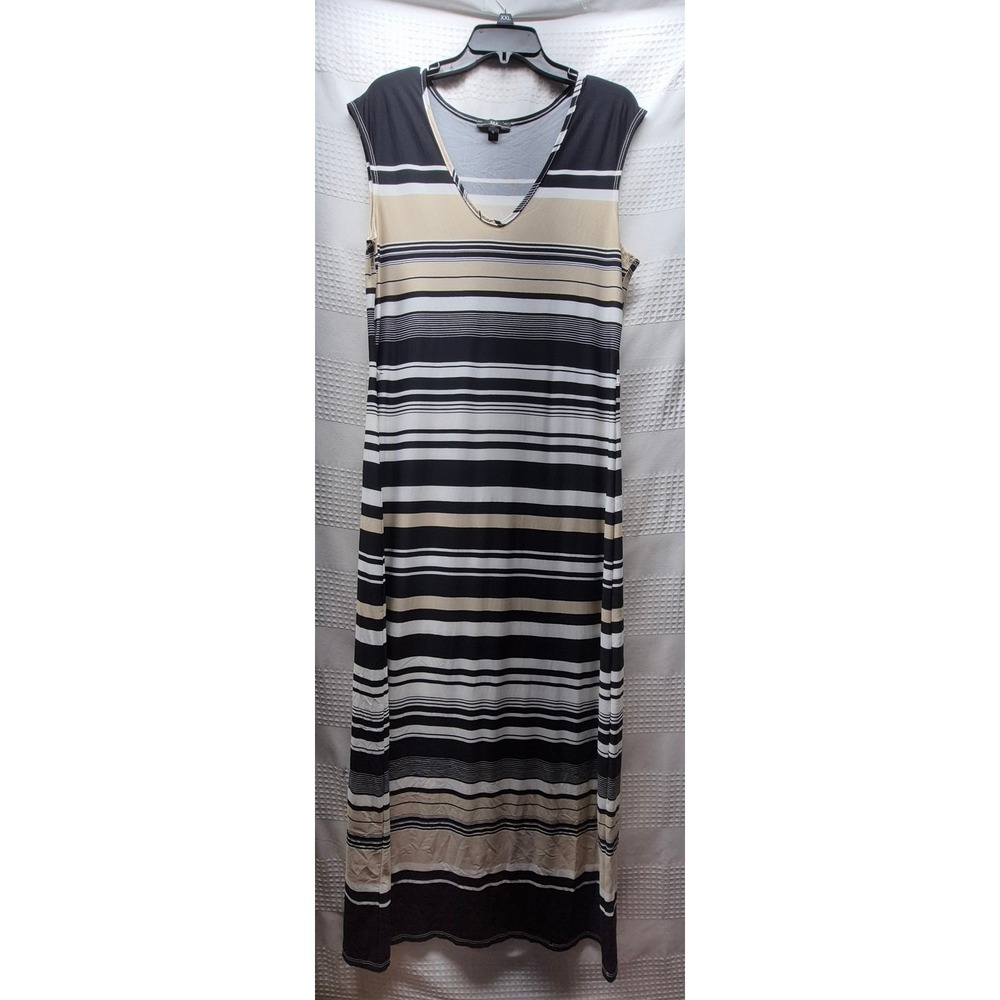 R&K Originals Womens XL Striped Sleeveless V-Neck Maxi Dress Multicolor 7628